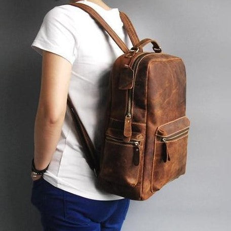 The Emerson Womens Fine Leather Backpack Purse in Brown - Holtz Leather
