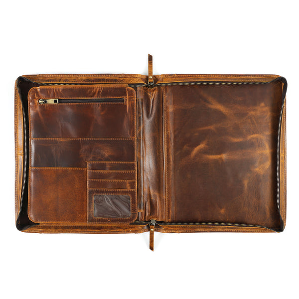 Load image into Gallery viewer, Buffalo Leather Zippered Padfolio