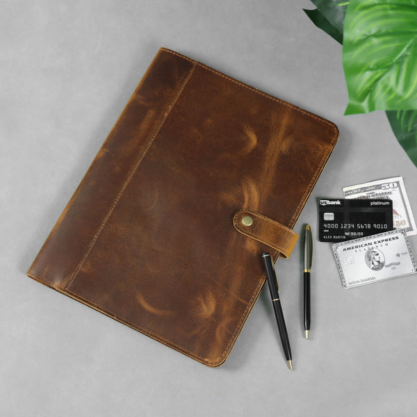 Load image into Gallery viewer, Buffalo Leather Snap Portfolio Padfolio