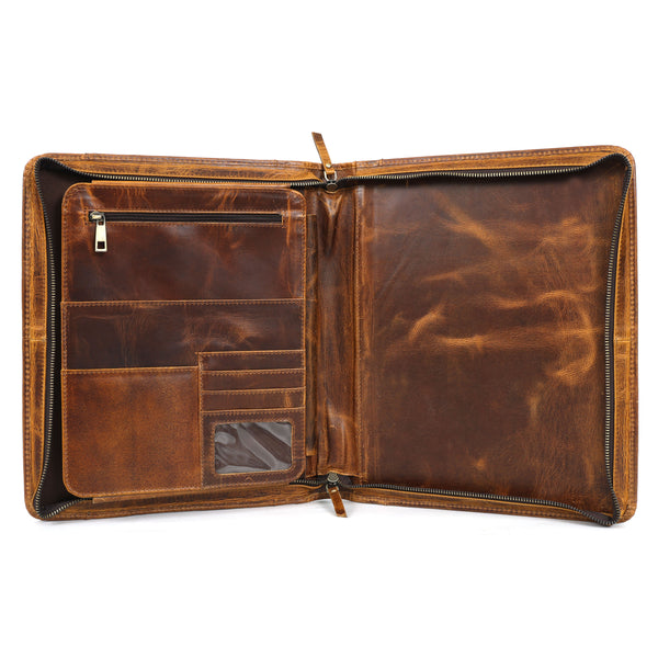Load image into Gallery viewer, Buffalo Leather Zippered Padfolio