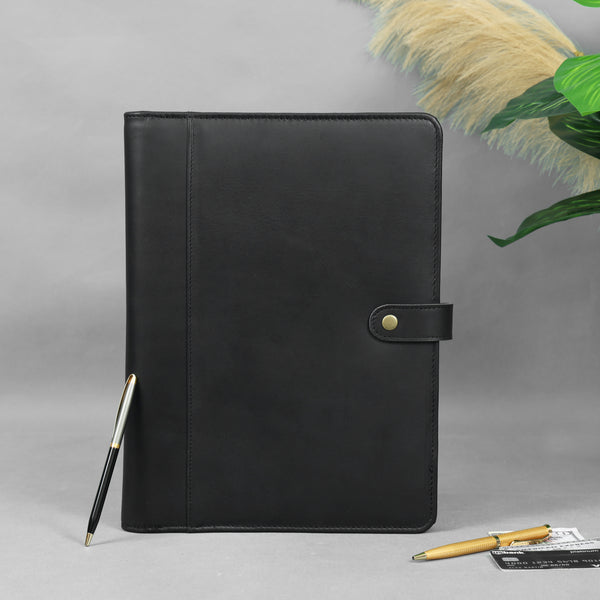 Load image into Gallery viewer, Emerson Black Leather Snap Padfolio