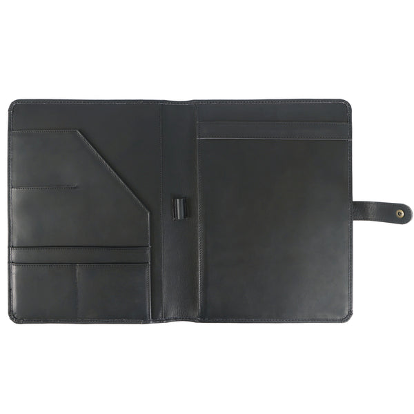Load image into Gallery viewer, Emerson Black Leather Snap Padfolio