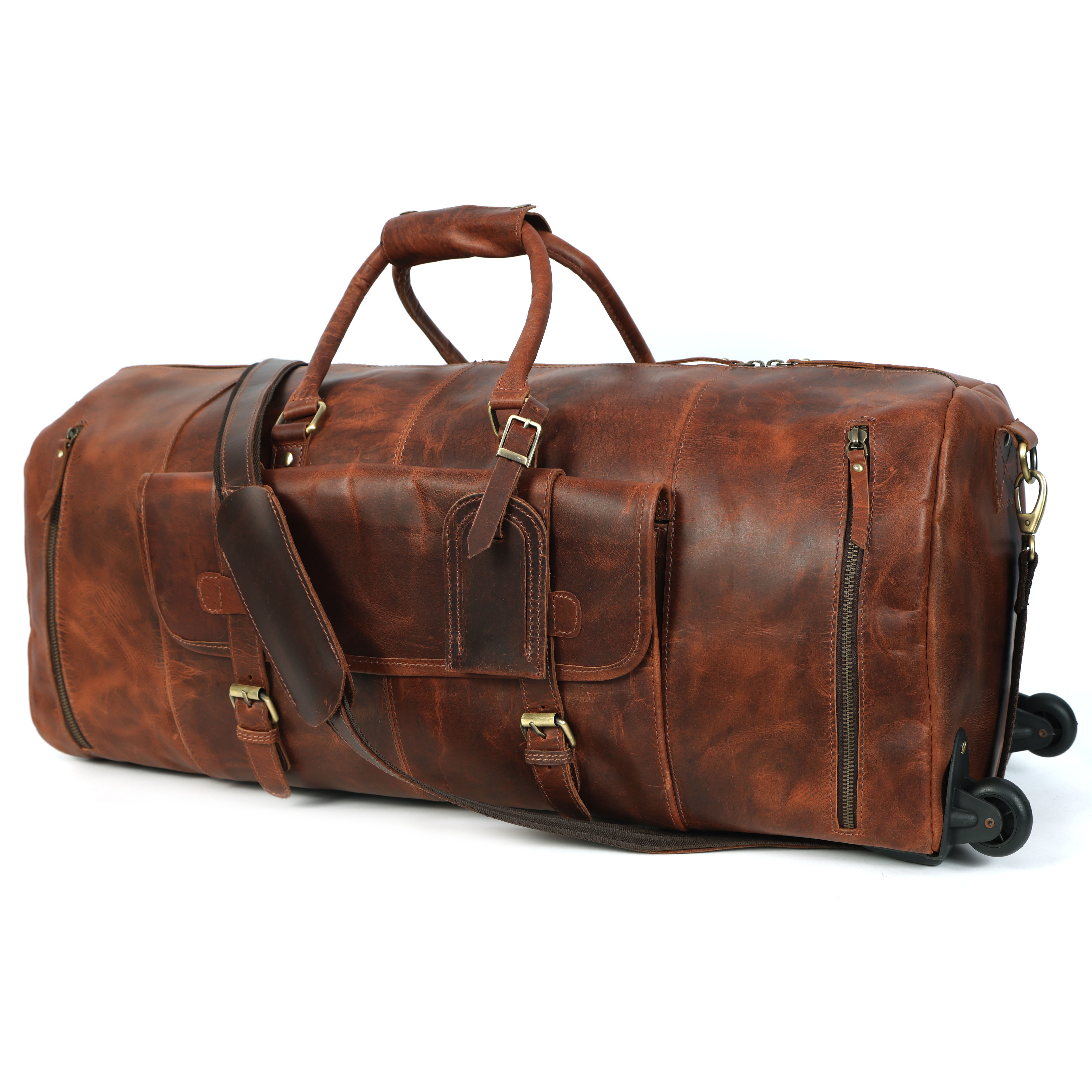 Leather Duffel Bag for Men & Women with Wheels – Emerson Leather Bags