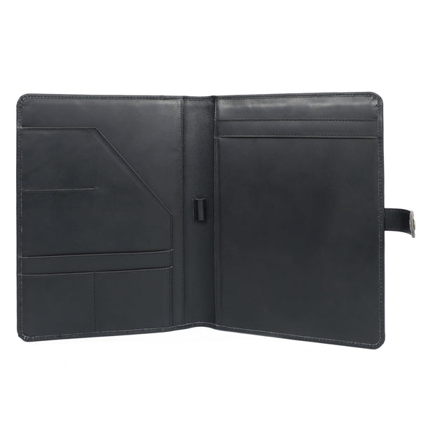 Load image into Gallery viewer, Emerson Black Leather Snap Padfolio