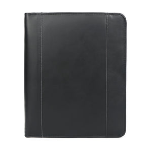 Emerson Black Leather Zippered Padfolio