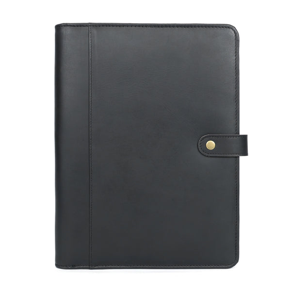 Load image into Gallery viewer, Emerson Black Leather Snap Padfolio
