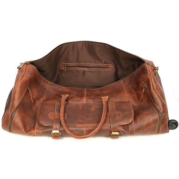 Load image into Gallery viewer, Arden Leather Duffel Bag With Wheels