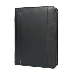 Emerson Black Leather Zippered Padfolio