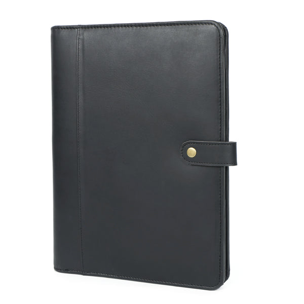 Load image into Gallery viewer, Emerson Black Leather Snap Padfolio