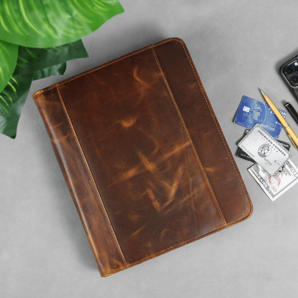 Load image into Gallery viewer, Buffalo Leather Zippered Padfolio