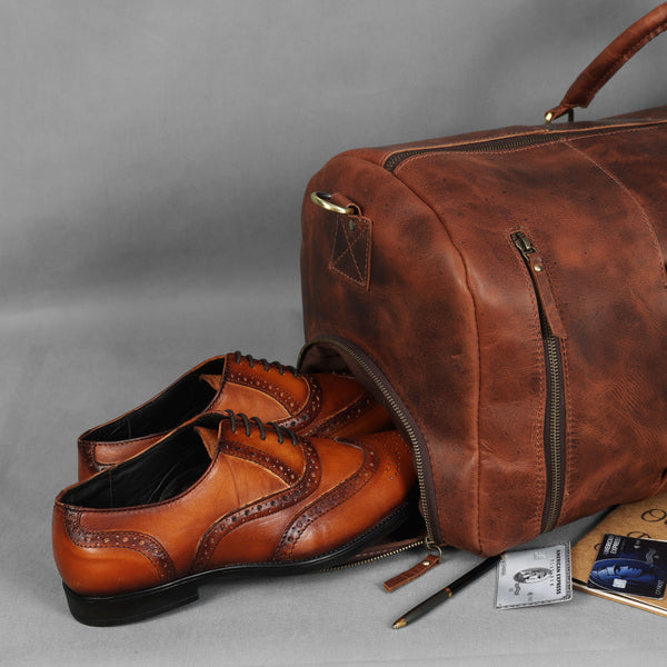 Load image into Gallery viewer, Arden Leather Duffel Bag With Wheels