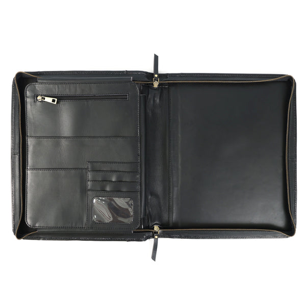 Load image into Gallery viewer, Emerson Black Leather Zippered Padfolio