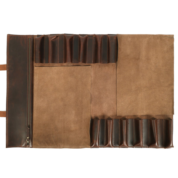Load image into Gallery viewer, Handmade Buffalo Leather Knife Roll