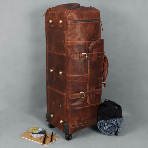 Load image into Gallery viewer, Arden Leather Duffel Bag With Wheels