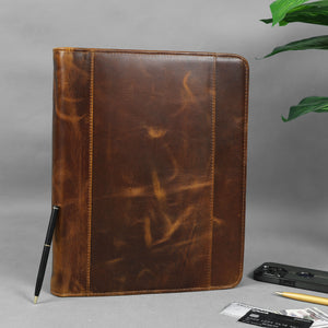 Buffalo Leather Zippered Padfolio