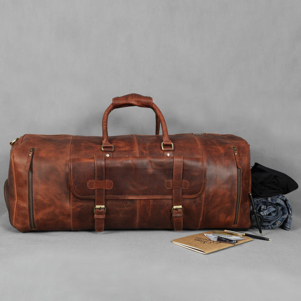 Load image into Gallery viewer, Arden Leather Duffel Bag With Wheels