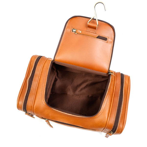 Load image into Gallery viewer, Saddle Tan Buffalo Leather Toiletry Bag
