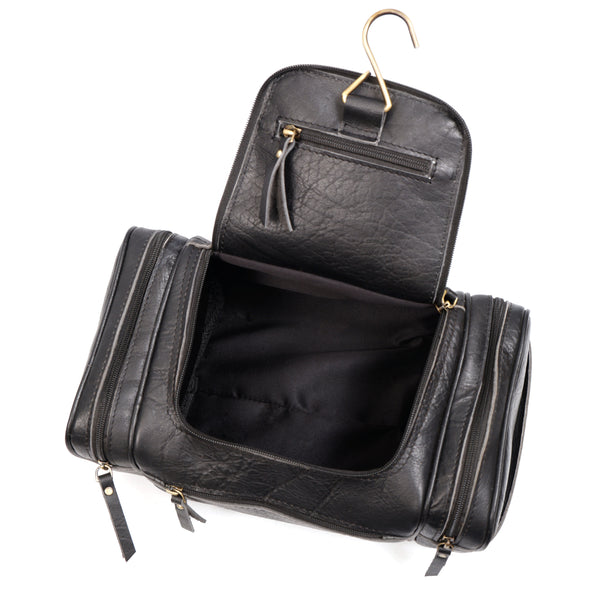 Load image into Gallery viewer, Black Buffalo Leather Toiletry Bag