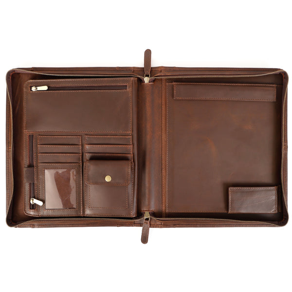 Load image into Gallery viewer, Premium Buffalo Leather Zippered Padfolio