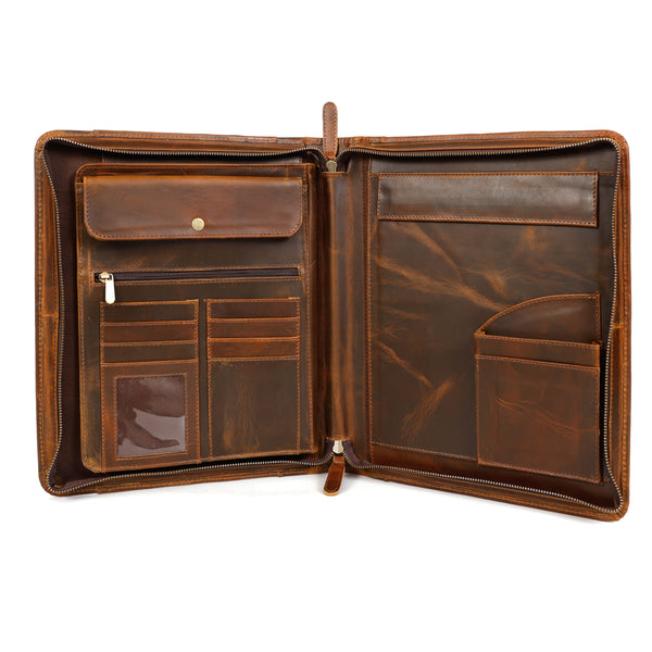 Load image into Gallery viewer, Elite Buffalo Leather Zippered Padfolio
