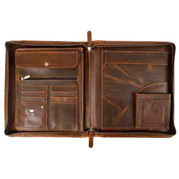Load image into Gallery viewer, Elite Buffalo Leather Zippered Padfolio