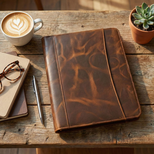 Load image into Gallery viewer, Elite Buffalo Leather Zippered Padfolio