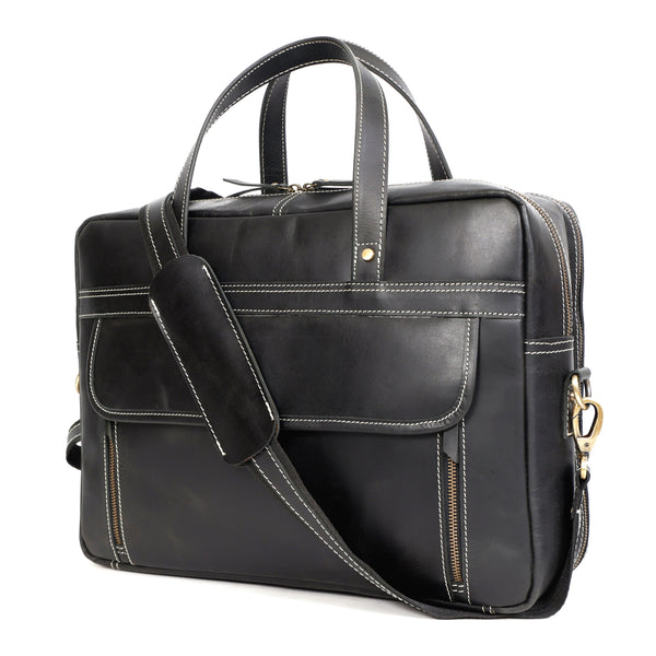 Load image into Gallery viewer, Dylan Black Leather Briefcase