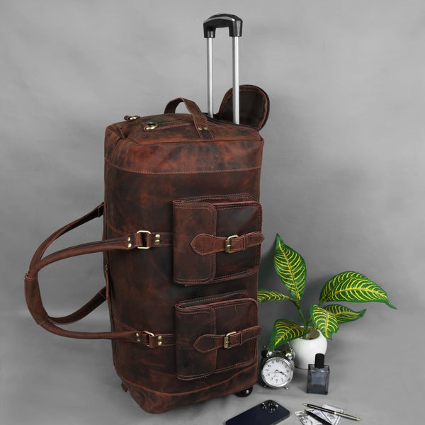 Load image into Gallery viewer, Laurel Leather Duffel Bag With Wheels