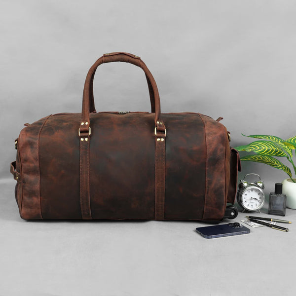 Load image into Gallery viewer, Laurel Leather Duffel Bag With Wheels
