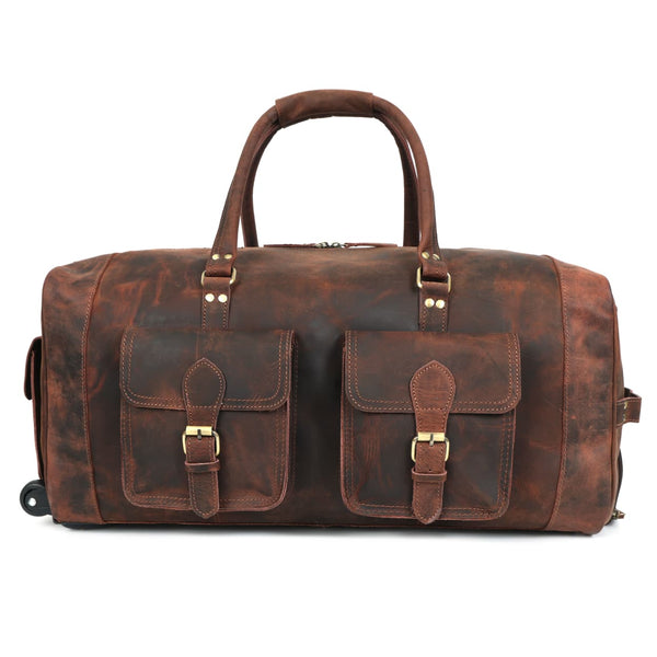 Load image into Gallery viewer, Laurel Leather Duffel Bag With Wheels