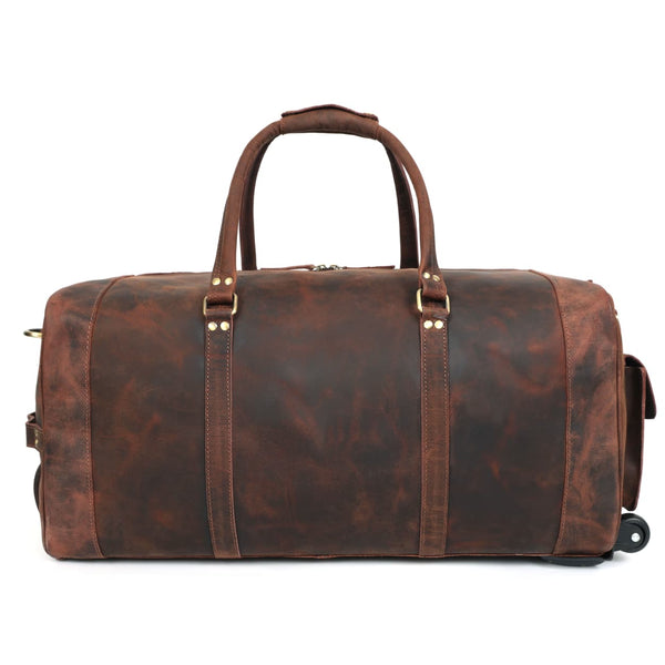 Load image into Gallery viewer, Laurel Leather Duffel Bag With Wheels