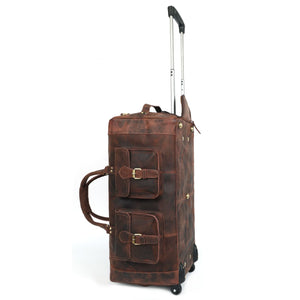 Laurel Leather Duffel Bag With Wheels