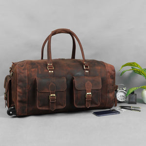 Laurel Leather Duffel Bag With Wheels