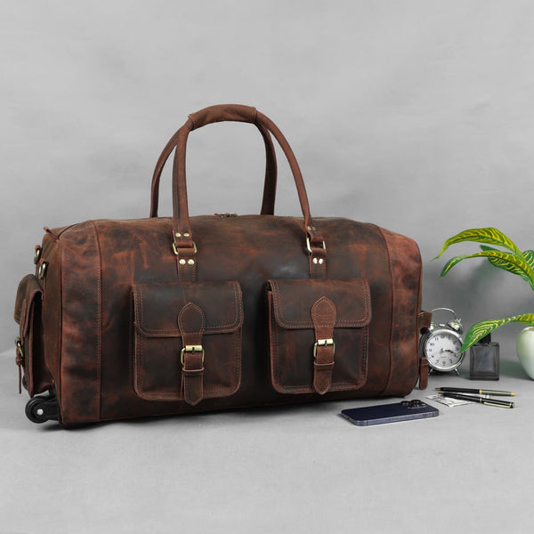 Load image into Gallery viewer, Laurel Leather Duffel Bag With Wheels