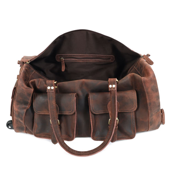 Load image into Gallery viewer, Laurel Leather Duffel Bag With Wheels