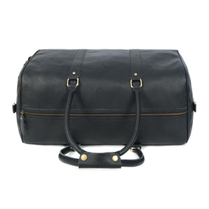 Charcoal Black Leather Duffel Bag