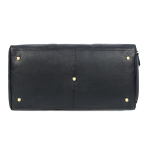 Charcoal Black Leather Duffel Bag