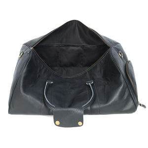 Charcoal Black Leather Duffel Bag