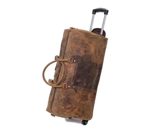 Load image into Gallery viewer, Falcon Buffalo Leather Wheeled Duffel Bag