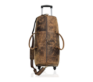 Falcon Buffalo Leather Wheeled Duffel Bag