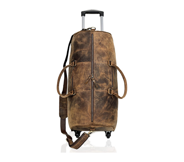 Load image into Gallery viewer, Falcon Buffalo Leather Wheeled Duffel Bag