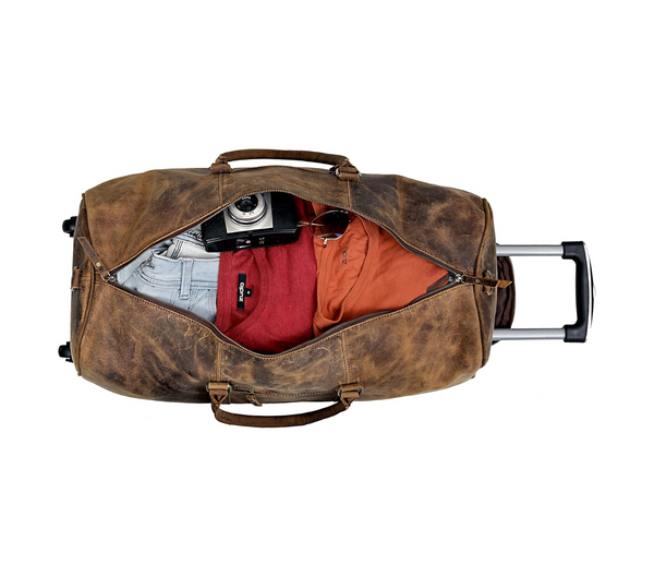 Load image into Gallery viewer, Falcon Buffalo Leather Wheeled Duffel Bag