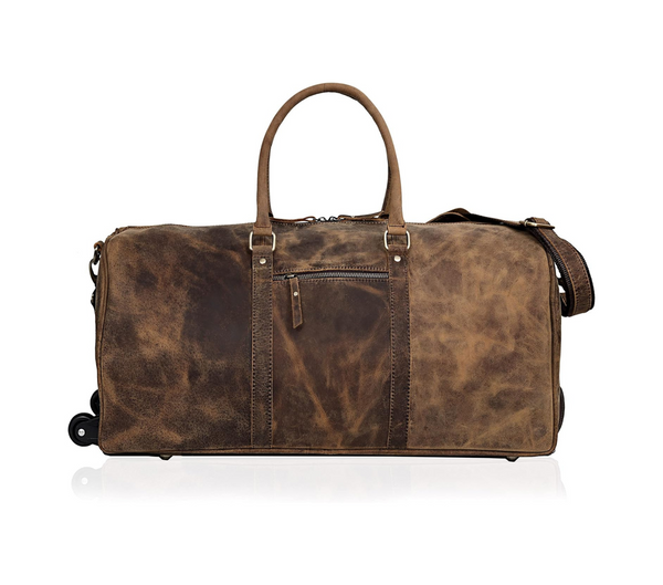 Load image into Gallery viewer, Falcon Buffalo Leather Wheeled Duffel Bag