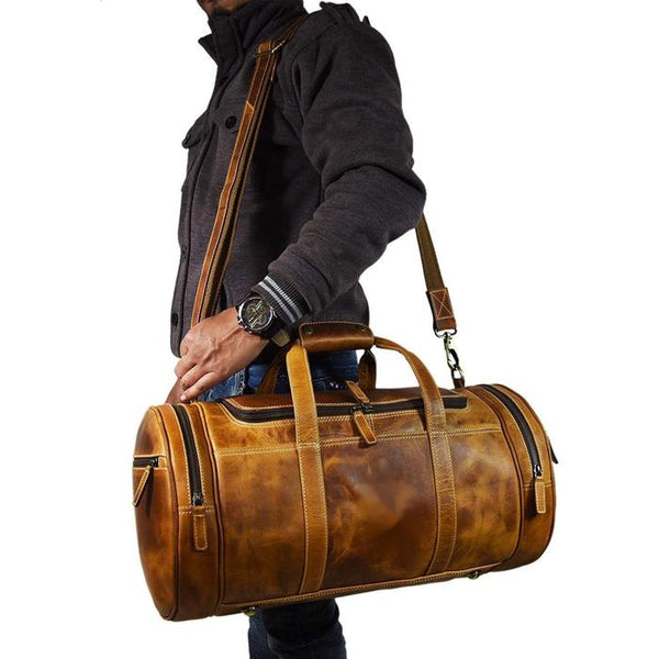 Load image into Gallery viewer, Hawthorne Barrel Leather Duffel Bag