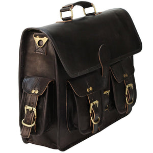 Brent Black Leather Briefcase for Men