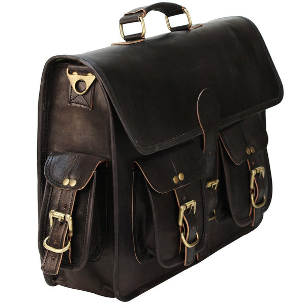 Load image into Gallery viewer, Brent Black Leather Briefcase for Men