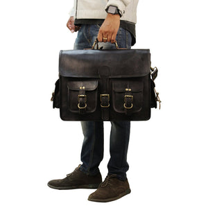 Brent Black Leather Briefcase for Men