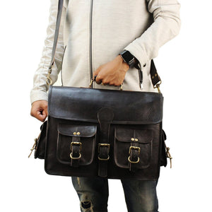 Brent Black Leather Briefcase for Men