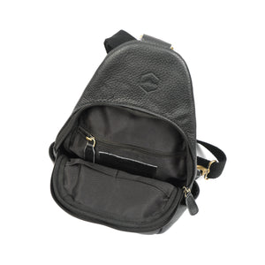 Emerson Black Buffalo Leather Sling Bag