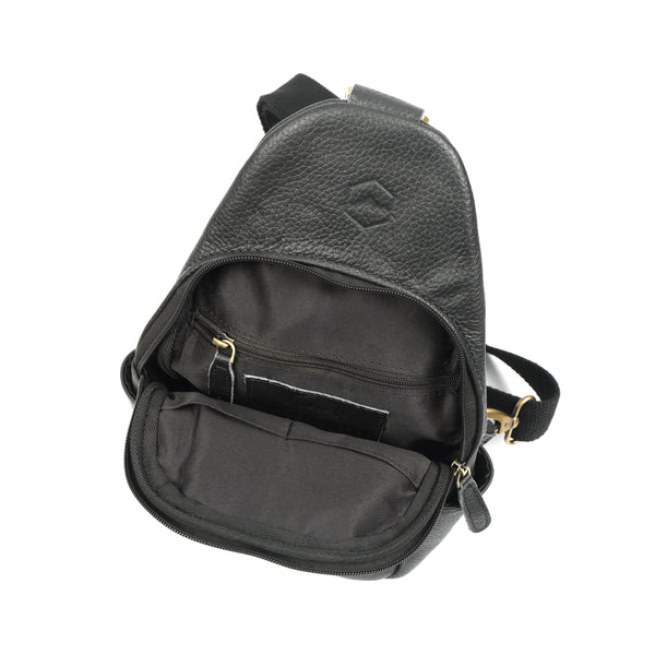 Load image into Gallery viewer, Emerson Black Buffalo Leather Sling Bag
